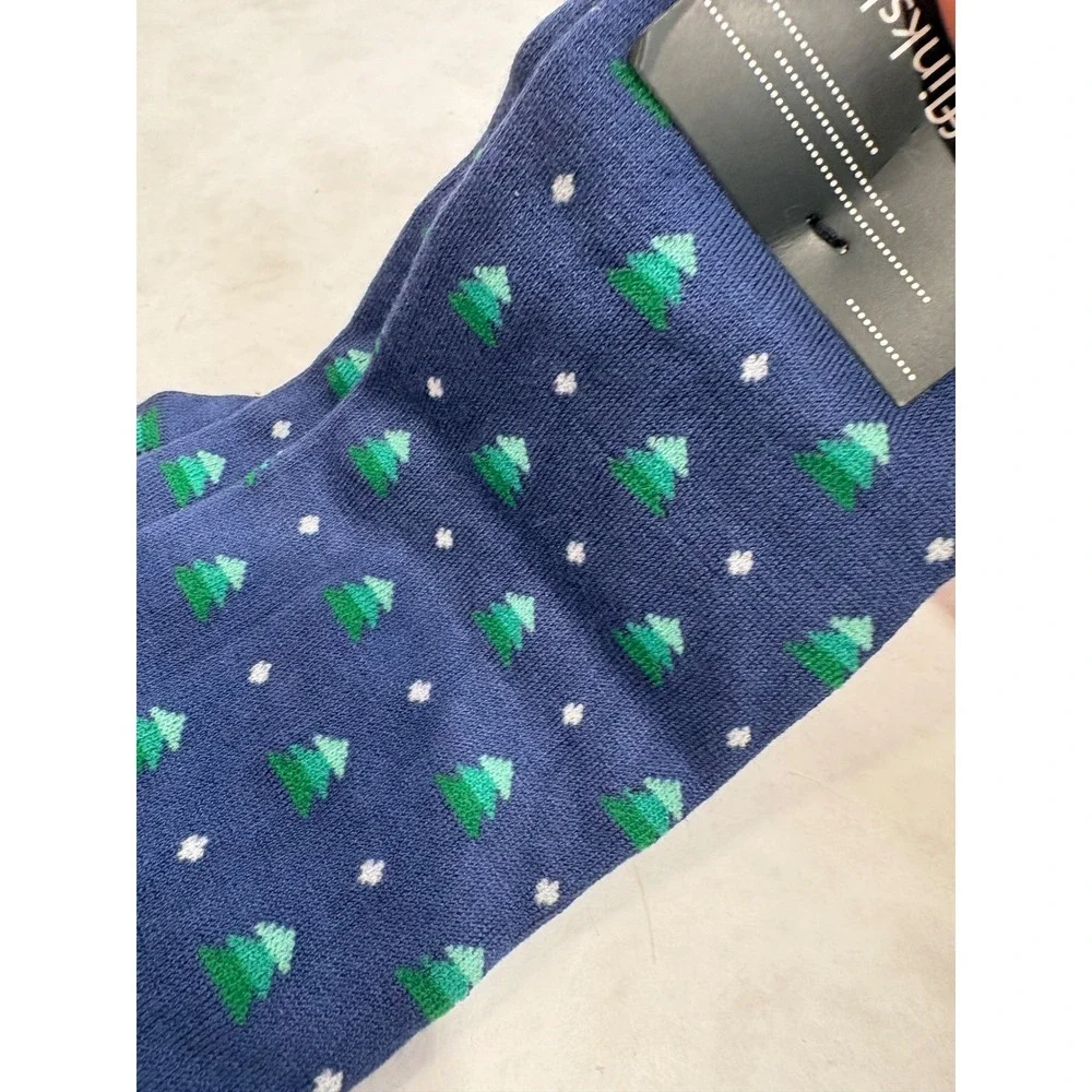 Cufflinks Inc Mens Navy Blue Christmas Tree Snowflake Holiday Crew Socks‎ NWT